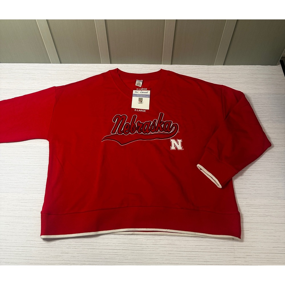 Liv Casual Nebraska Cornhuskers NCAA Womens XL Red Long Sleeve Pullover Sweater
